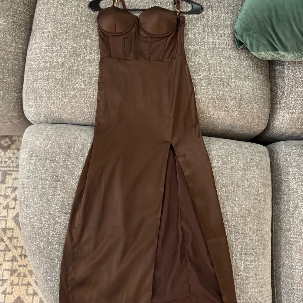 Meshki Brown Corset Dress - Picture 3 of 5